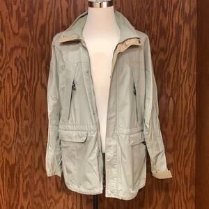 Timberland Weathergear Hooded Jacket Tan Khaki Utility Windbreaker Size L